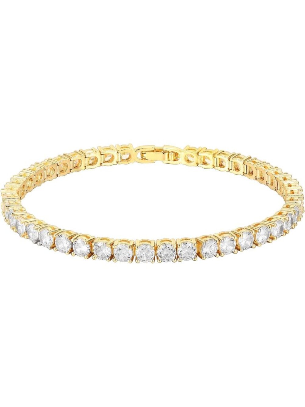 Elegant 14K Gold Plated Classic Tennis Bracelet with 4mm Cubic Zirconia for